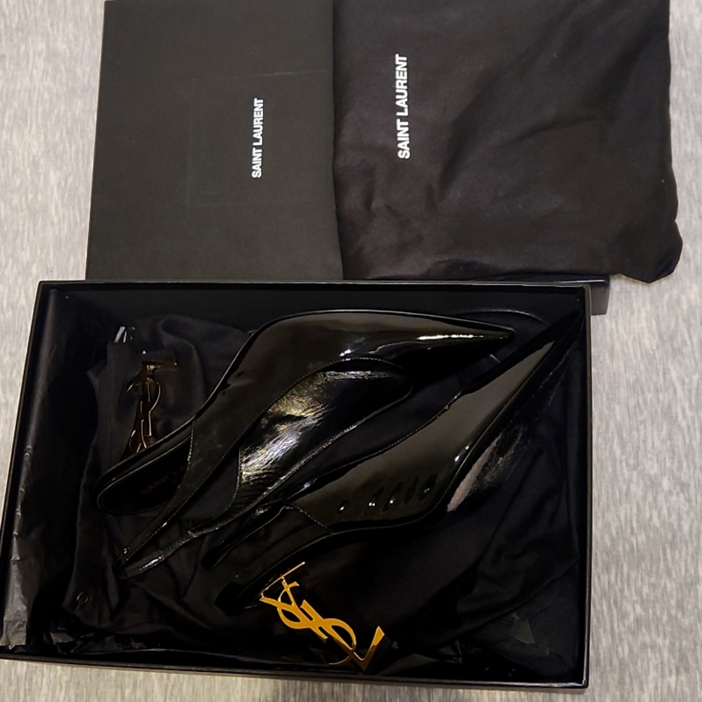 Saint Laurent opyum sling back black pump. Size 38. 85mm height